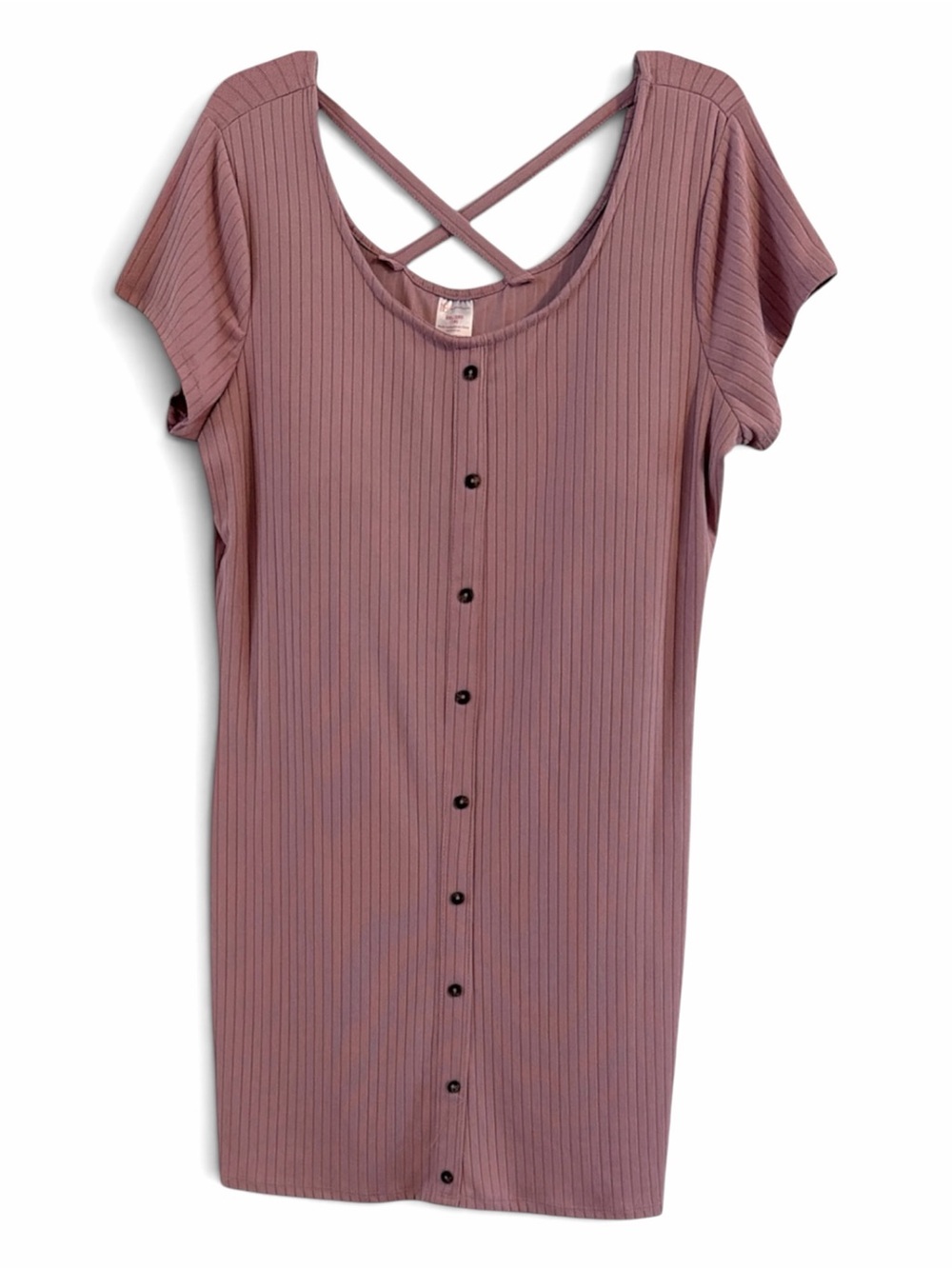 NWT No Boundaries Mauve Pink Ribbed Bodycon Midi Dress XXL Built In Bra